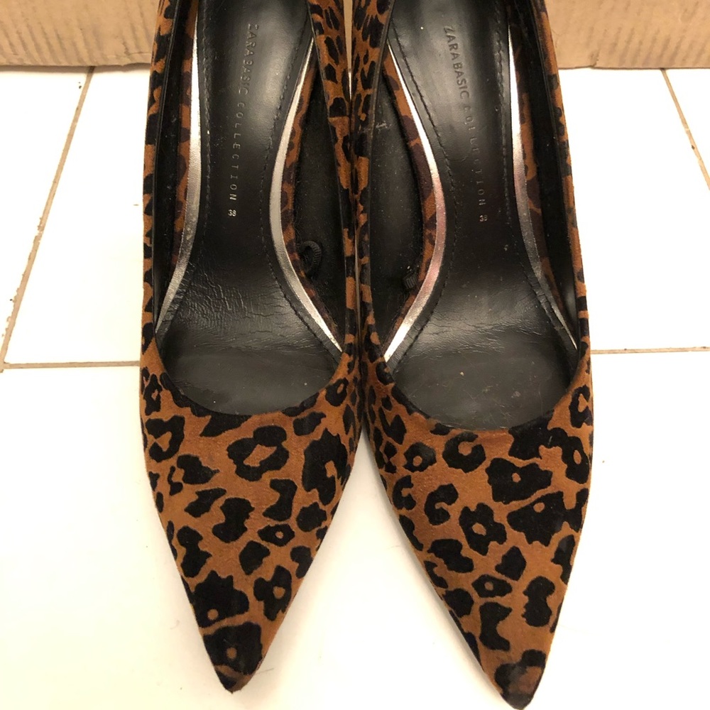 Zara leopard suede heels